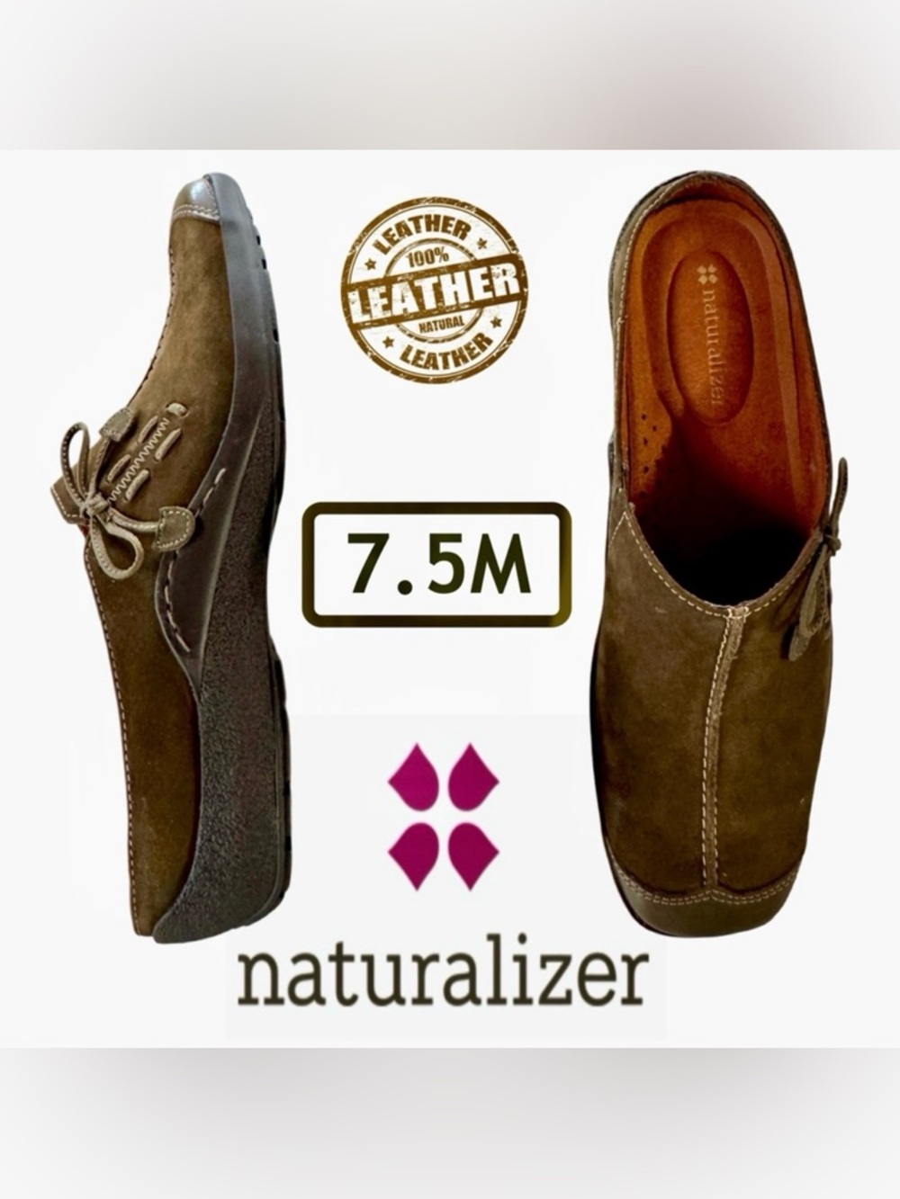 NEW Naturalizer Natural Soul FANNER Suede Leather Mules (7.5M)
